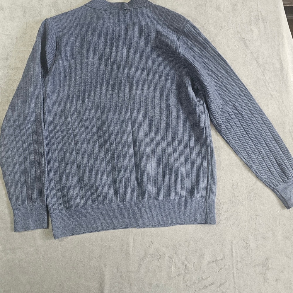 Goodfellow & Co Mens Blue Ribbed Button Front Cardigan Sweater Collared Medium - Picture 4 of 8